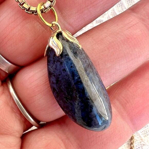 Vintage Polished Tumbled Sodalite Crystal Necklace - Picture 4 of 10